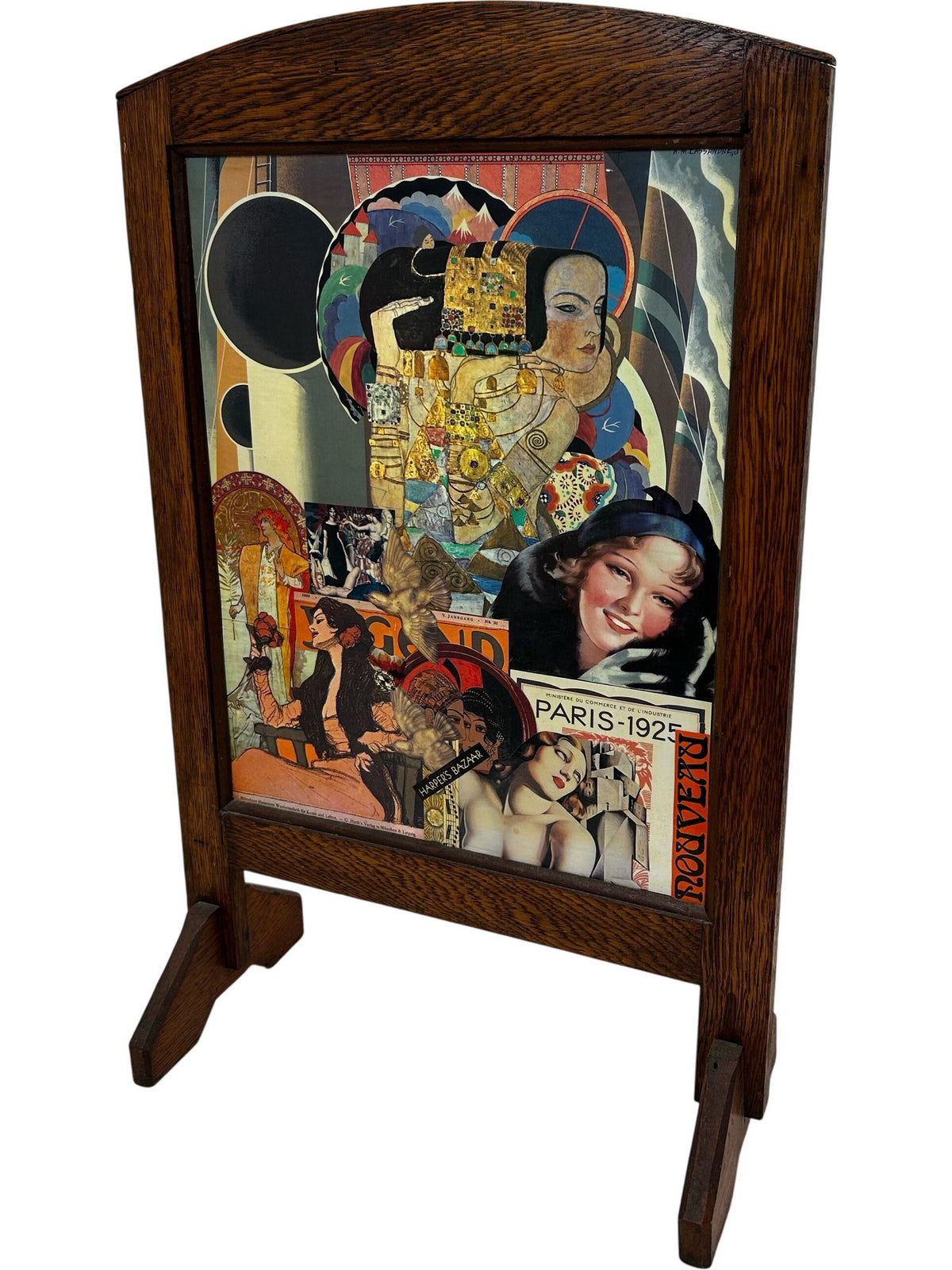 Double-Sided Freestanding Wooden Art Panel Paris Collage (Pre-Loved)