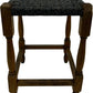 Wooden Stool Woven Rush Seat Turned Legs Square Footstool Brown (Pre-Loved)