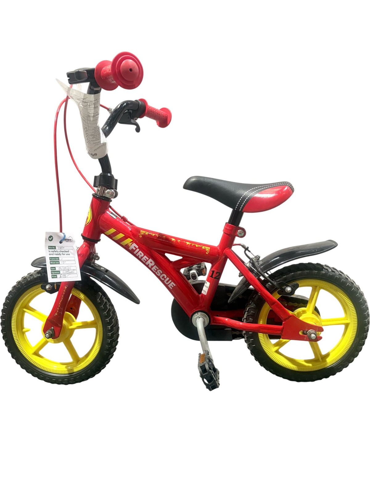 Serviced Fire Rescue Kids Bike 12" (Pre-Loved)