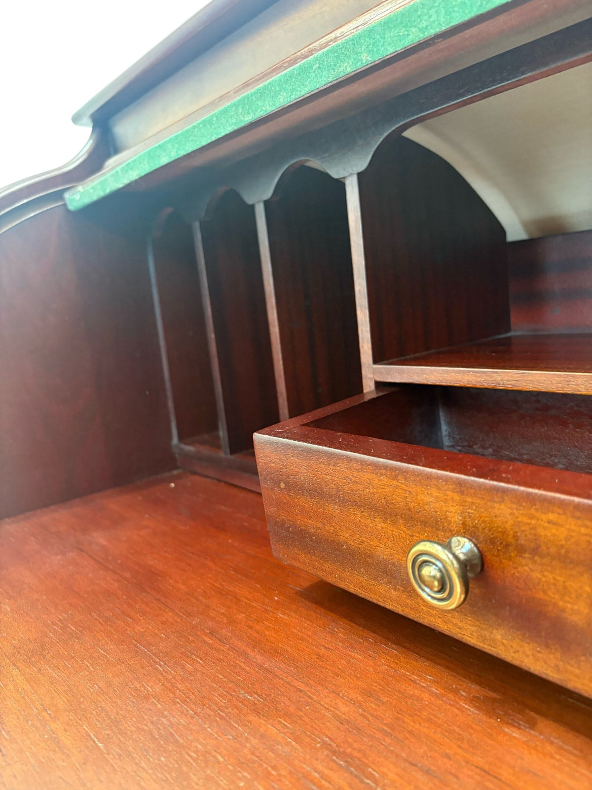 Vintage Wooden Roll Top Desk with Brass Handles (Pre-Loved)