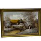 Signed W Zeller Landscape Painting Forest Cabin River Framed 86cm (Pre-Loved)