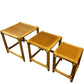 Rattan Nest of 3 Square Side Tables Natural Boho Wicker Style (Pre-Loved)
