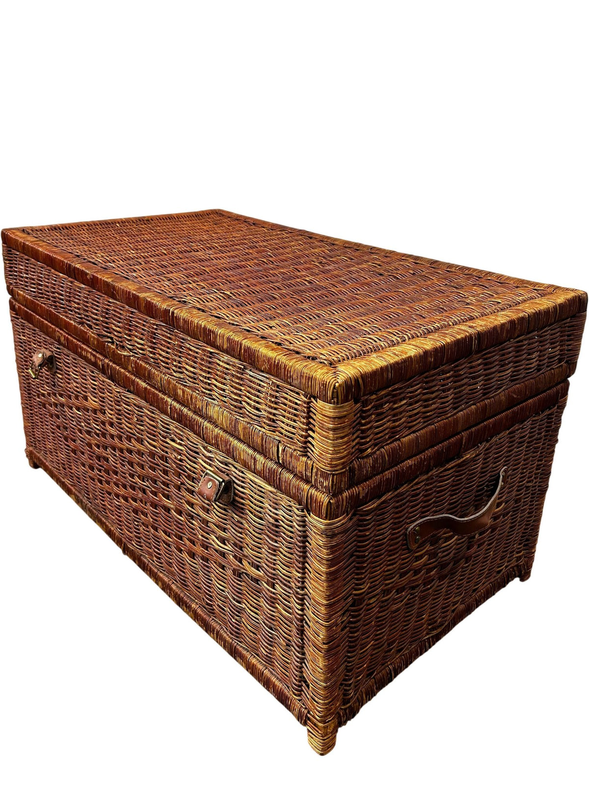 Large Wicker Storage Chest Rattan Trunk Basket with Handles 90cm (Pre-Loved)