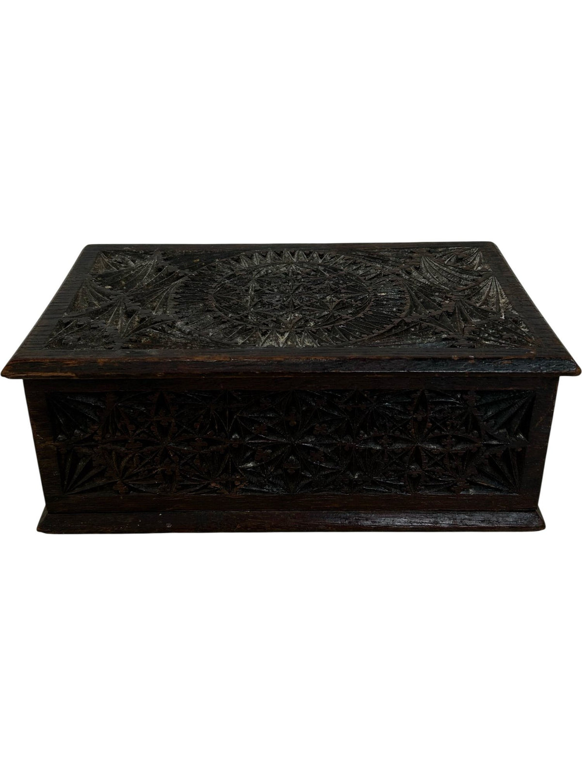 Vintage Style Carved Wooden Trinket Storage Box Intricate Design (Pre-Loved)