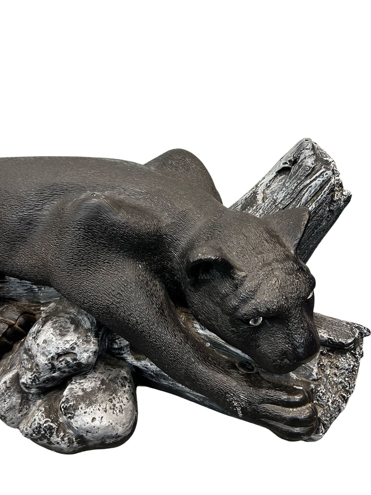 Panther Coffee Table Glass Top Black Big Cat Sculptural Base (Pre-Loved)