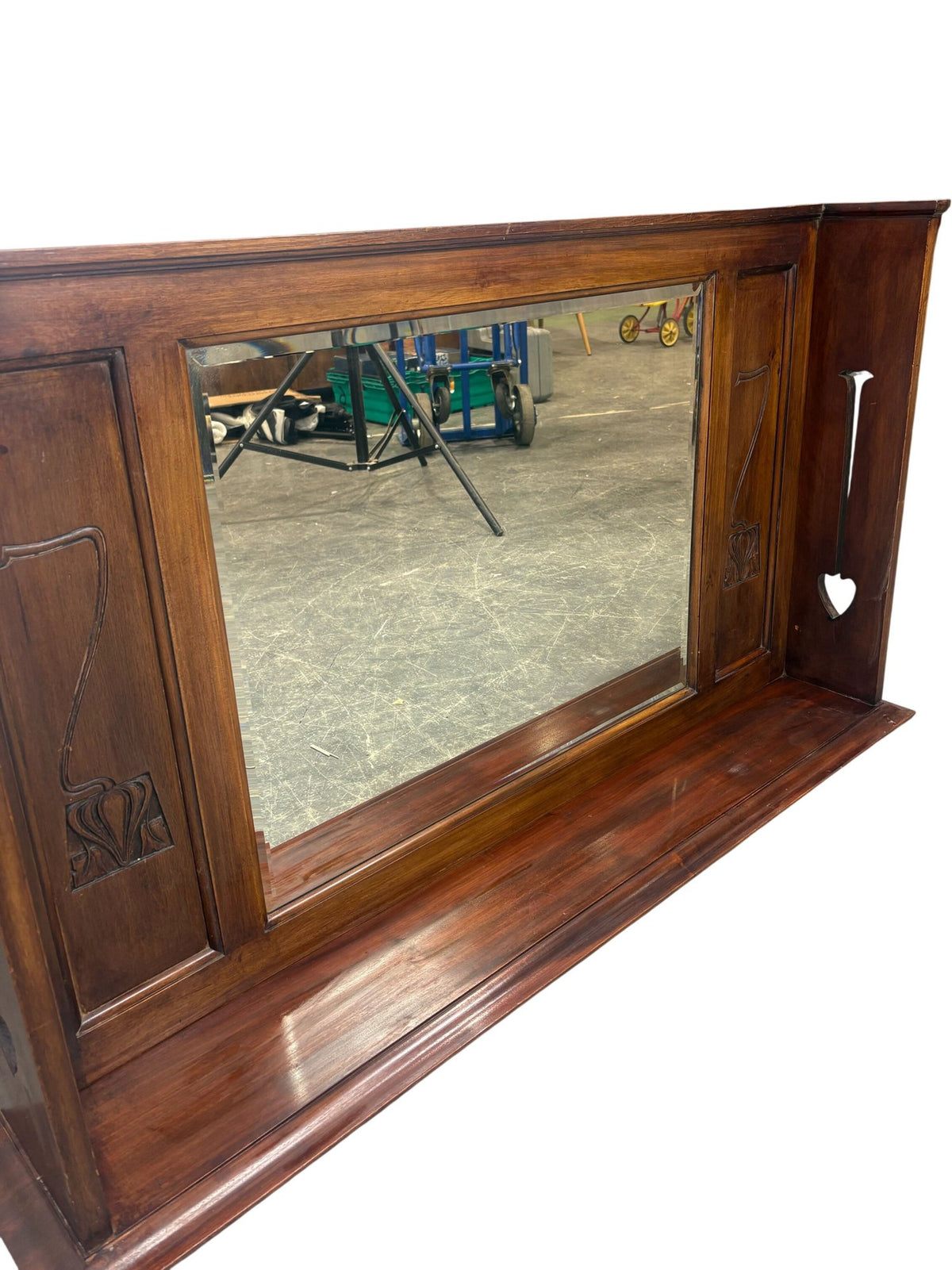 Vintage Wooden Framed Mirror with Carved Design (Pre-Loved)