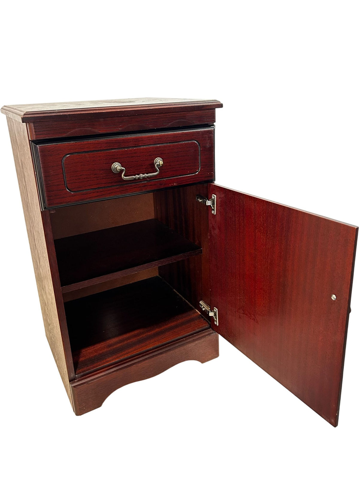 Dark Wood Bedside Cabinet with Drawer & Cupboard (Pre-Loved)