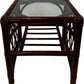 Rattan Wicker Glass Top Side Table with Lower Shelf (Pre-Loved)