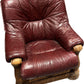 Vintage Oxblood Leather Wooden Base Armchair (Pre-Loved)