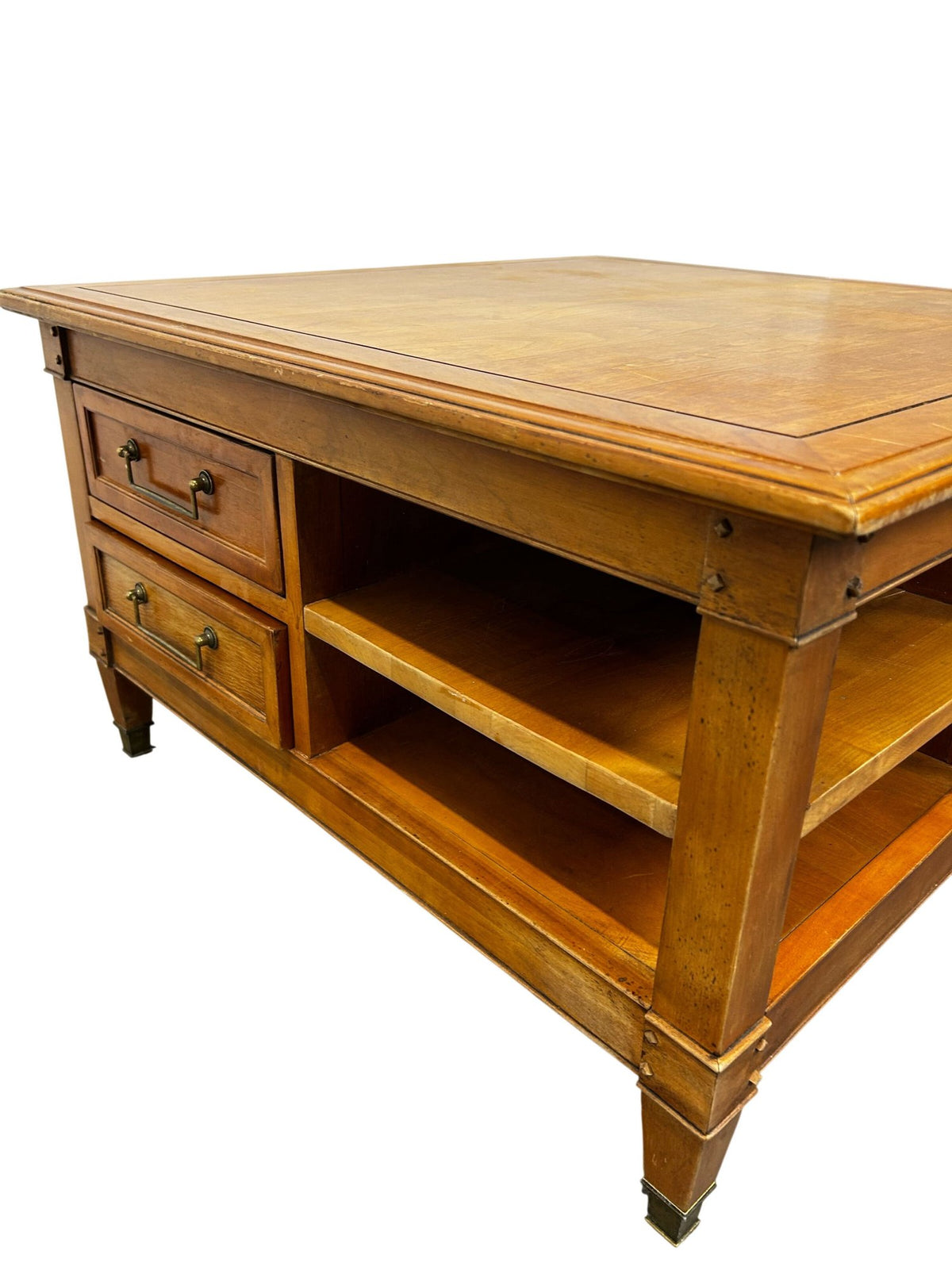 Wooden Square Coffee Table with Drawers & Open Storage (Pre-Loved)