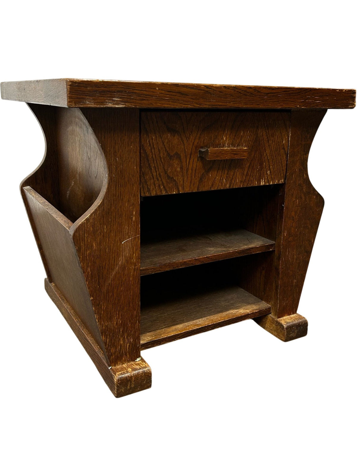Vintage Wooden Accent Table with Drawer and Shelves (Pre-Loved)