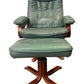 Green Leather Recliner with Ottoman (Pre-Loved)