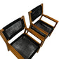 Pair Mid Century Style Wooden Armchairs Black Woven Seats (Pre-Loved)