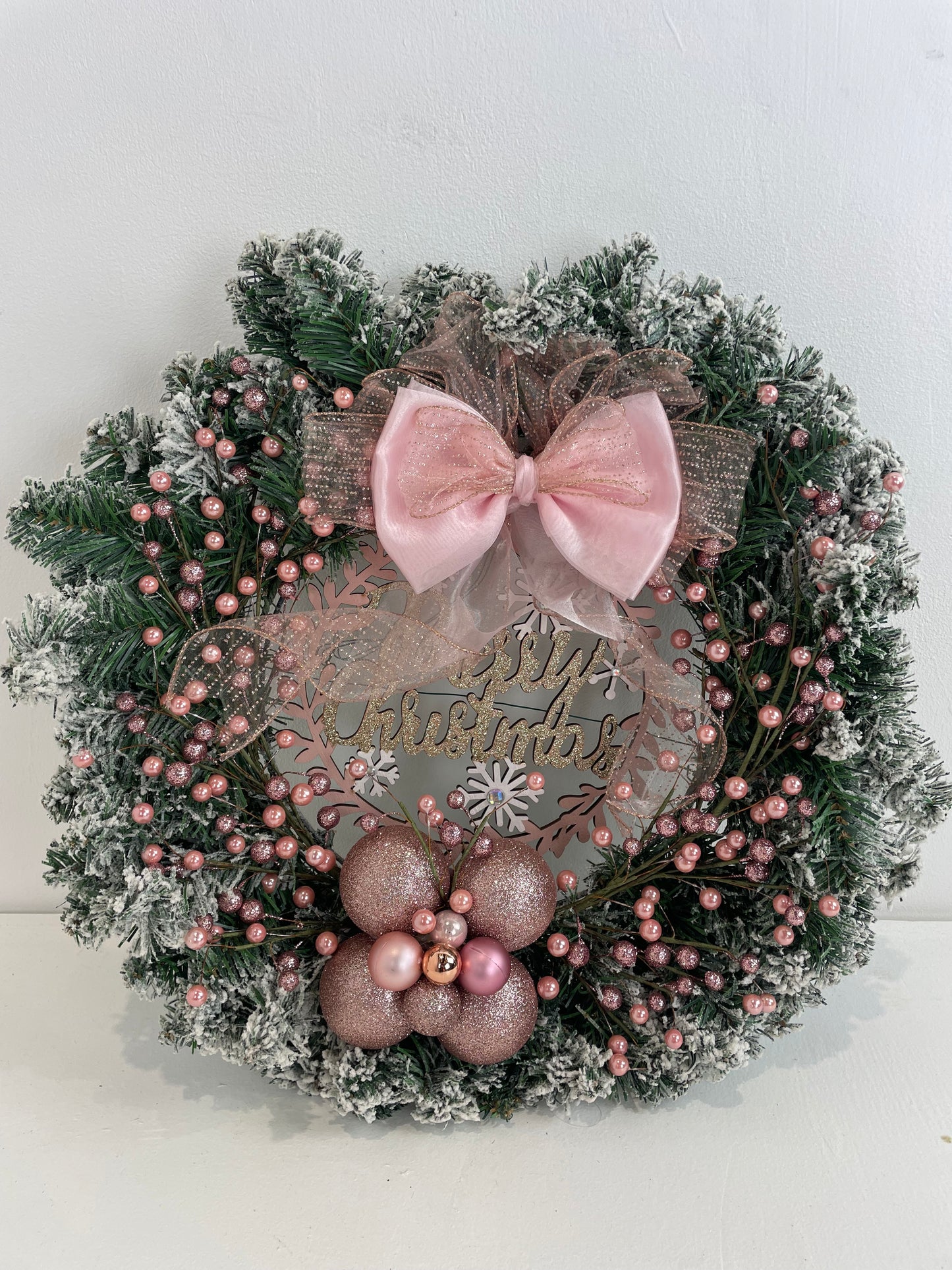 Pink/Silver Christmas Wreath (Pre-loved)