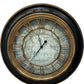 Churchgate Large Wall Clock 60cm Roman Numerals Black Gold Map Style (Pre-Loved)