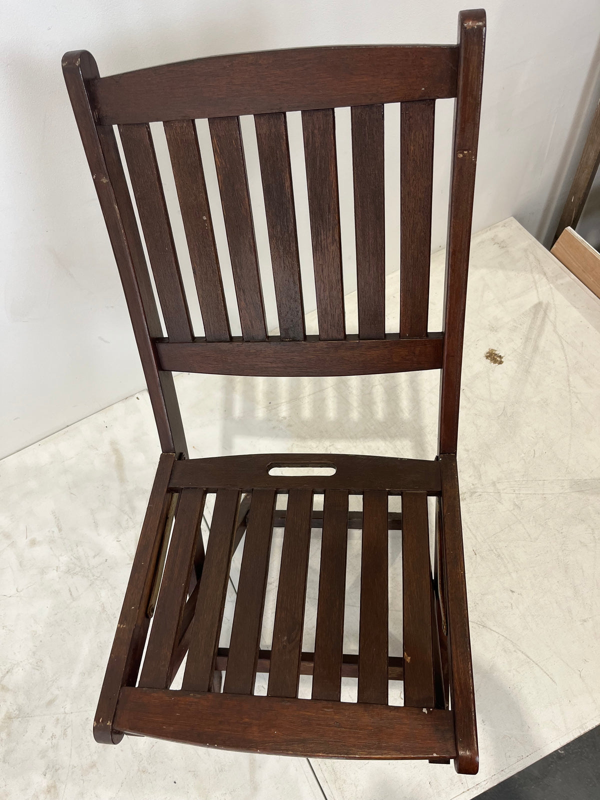 Set Of 4 Dark Brown Solid Wood Folding Chairs (Pre-Loved)