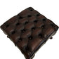 Dark Brown Tufted Footstool with Cabriole Legs (Pre-Loved)