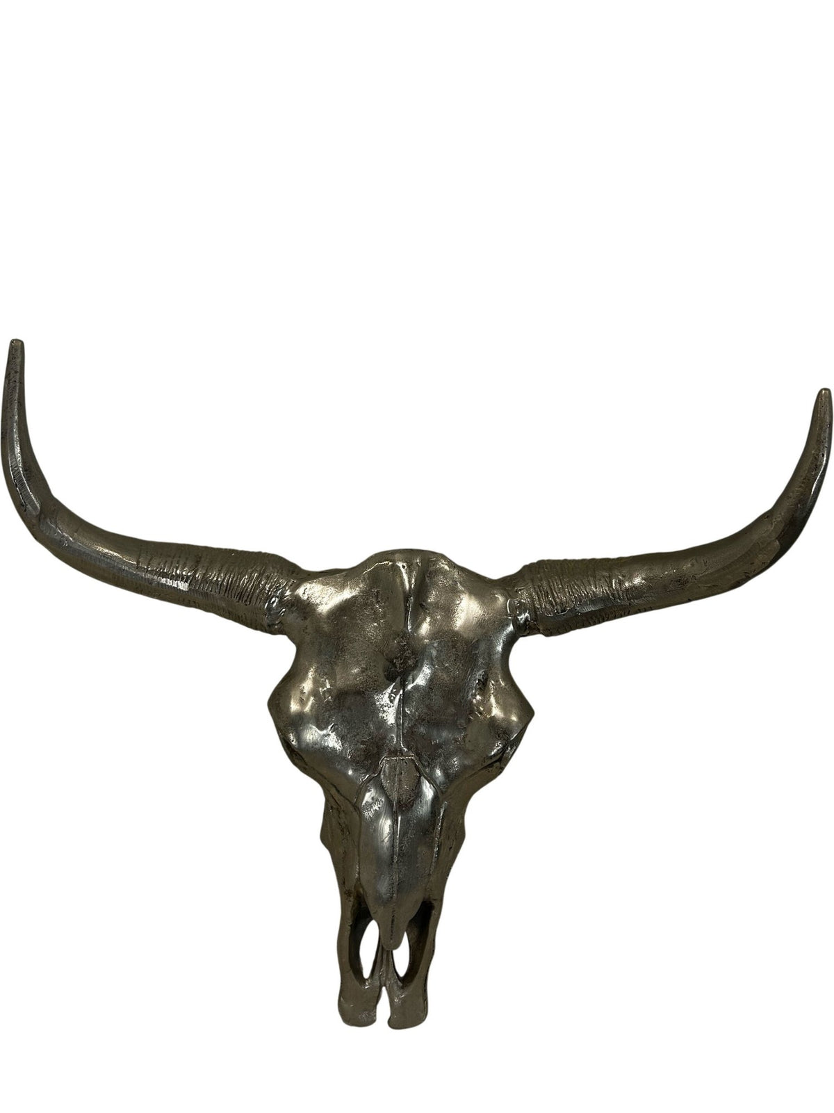 Metal Bull Skull Longhorn Wall Sculpture Western Style 70cm (Pre-Loved)