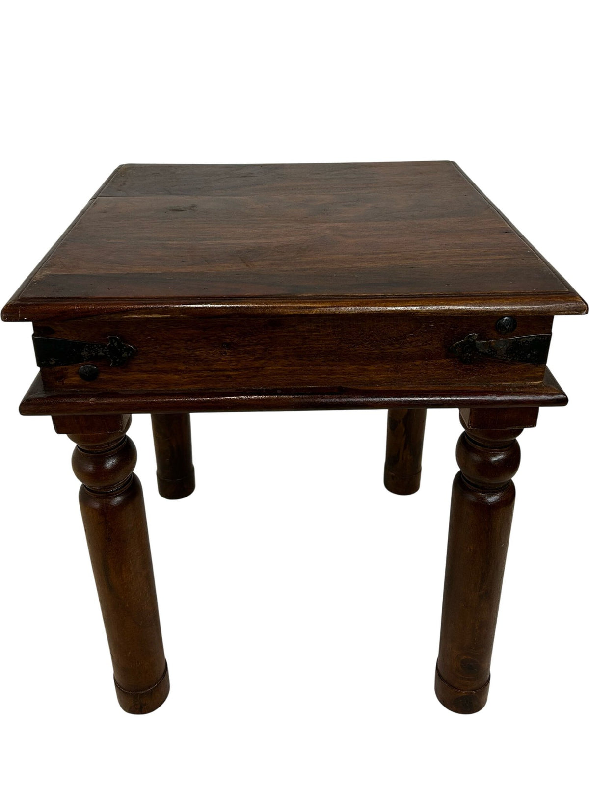 Vintage Style Wooden Side Table Oak Finish Turned Legs Accent (Pre-Loved)
