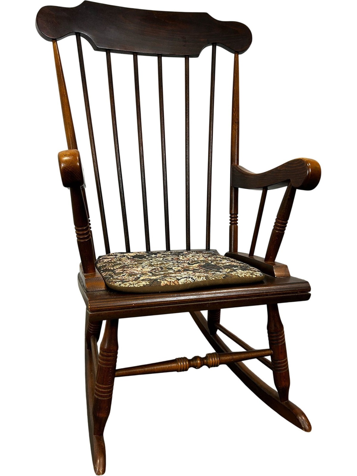 Vintage Wooden Rocking Chair with Floral Cushion (Pre-Loved)