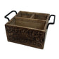 Dark Brown Wooden Engraved Organisation Caddy Box (Pre-Loved)