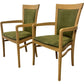 Pair Of Honey Oak Green Moss Upholstered Dining Chairs (Pre-Loved)