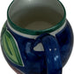 Blue Green Ceramic Pitcher Jug Floral Leaf Pattern Pottery Vase (Pre-Loved)