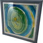 Abstract Framed Wall Art Print Blue Green Yellow Modern Square (Pre-Loved)