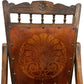 Carved Wooden Rocking Chair Floral Back Turned Legs Traditional (Pre-Loved)