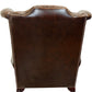 Vintage Wingback Armchair Button Tufted Brown Studded Trim (Pre-Loved)
