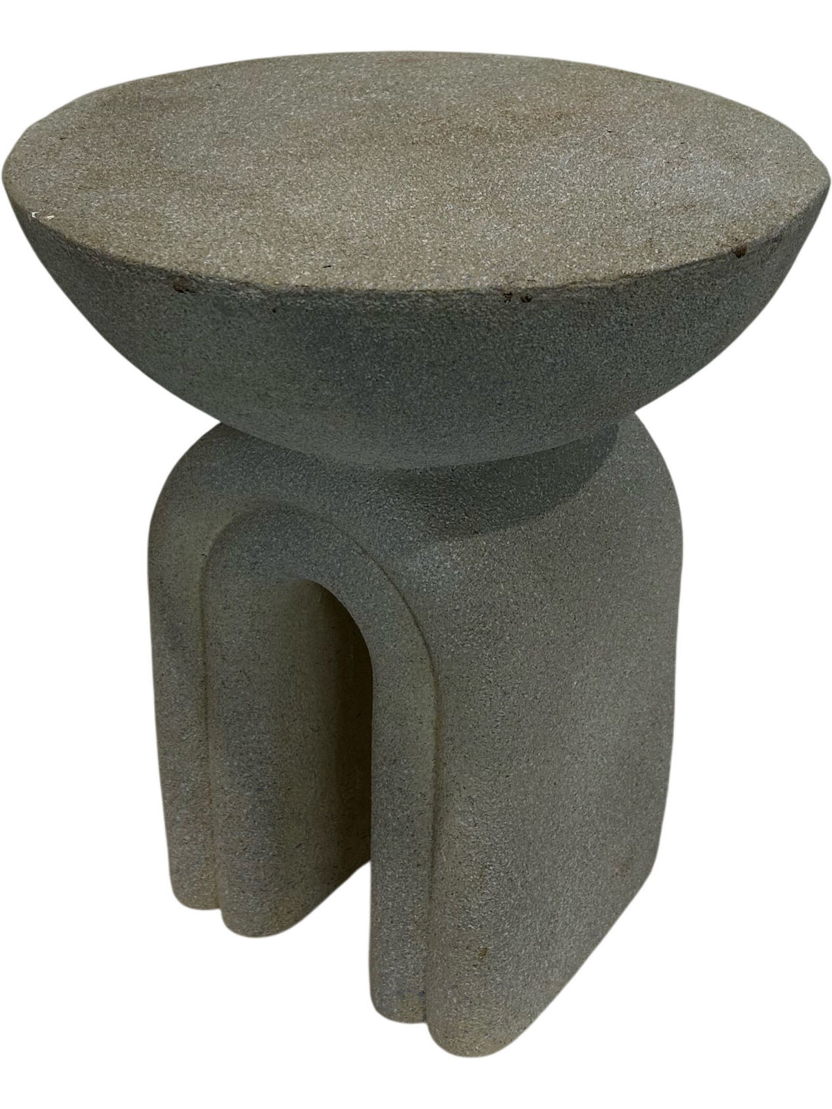 Sculptural Grey Side Table Stool Round Top Modern Accent Table (Pre-Loved)