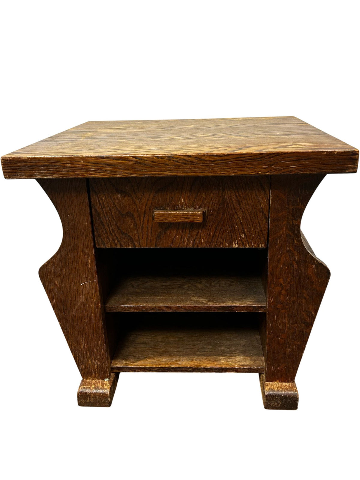 Vintage Wooden Accent Table with Drawer and Shelves (Pre-Loved)
