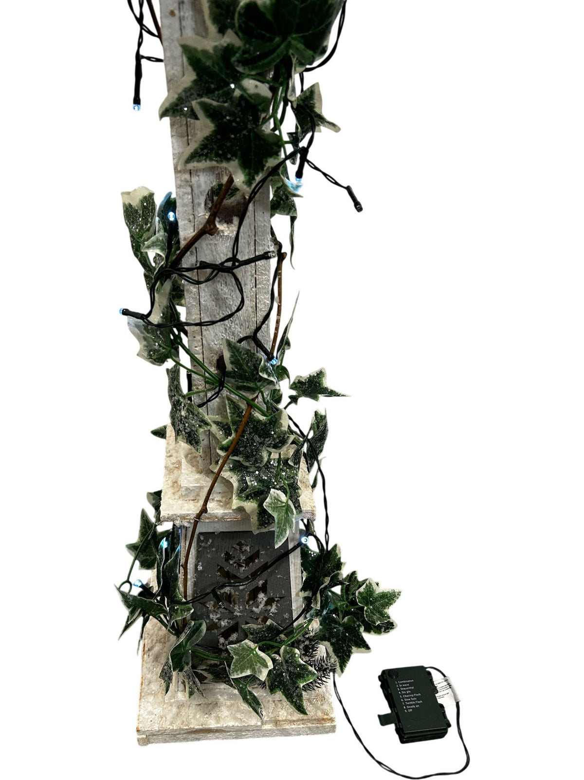 108cm Snow-Covered Christmas Lamp Post with Ivy & LED Lights (Pre-Loved)