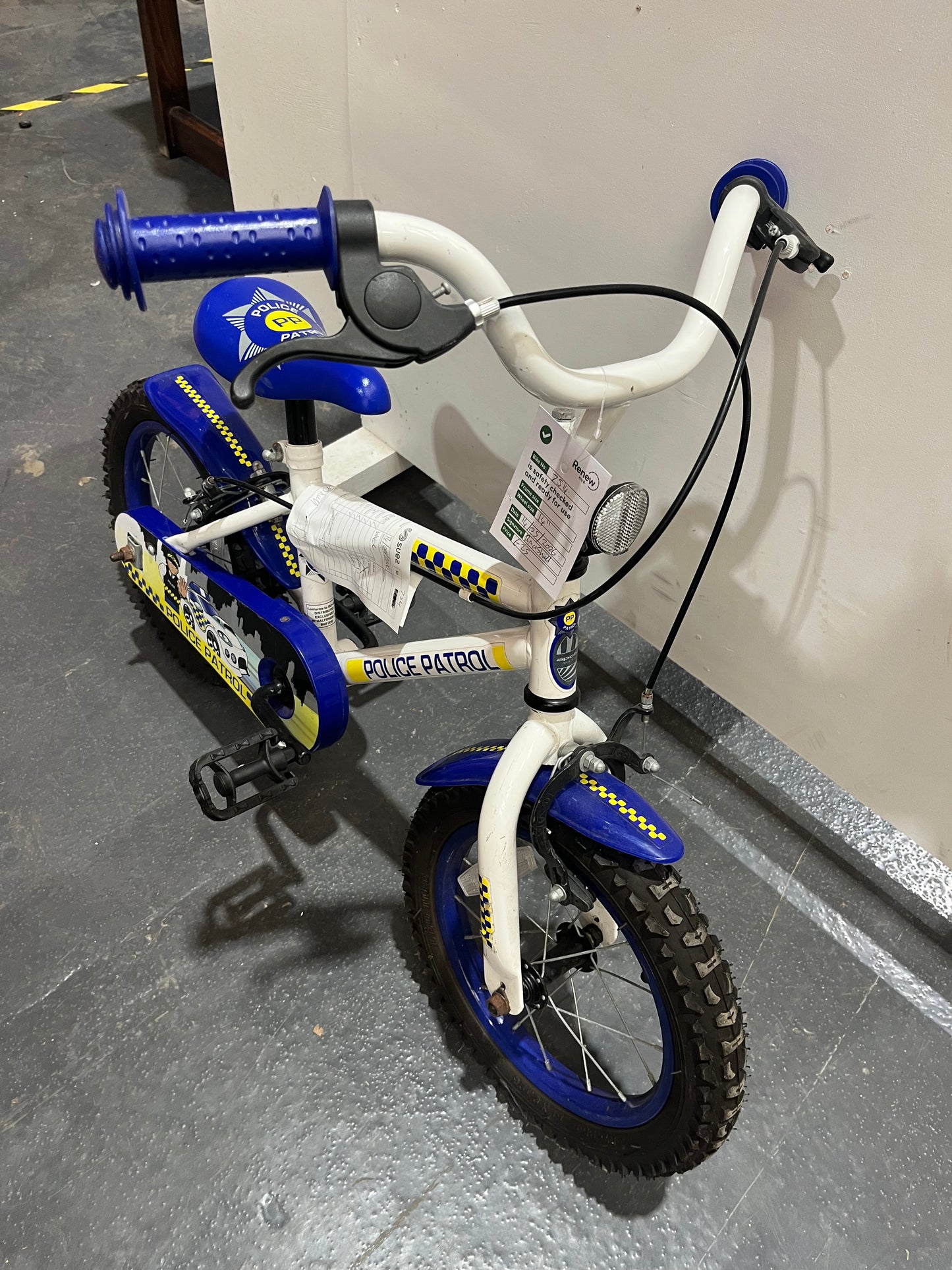 Police Patrol White Blue 14” Children’s Bike (Pre-Loved)