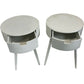 Set of 2 White Round Bedside Tables with Drawer Storage Tapered Legs (Pre-Loved)