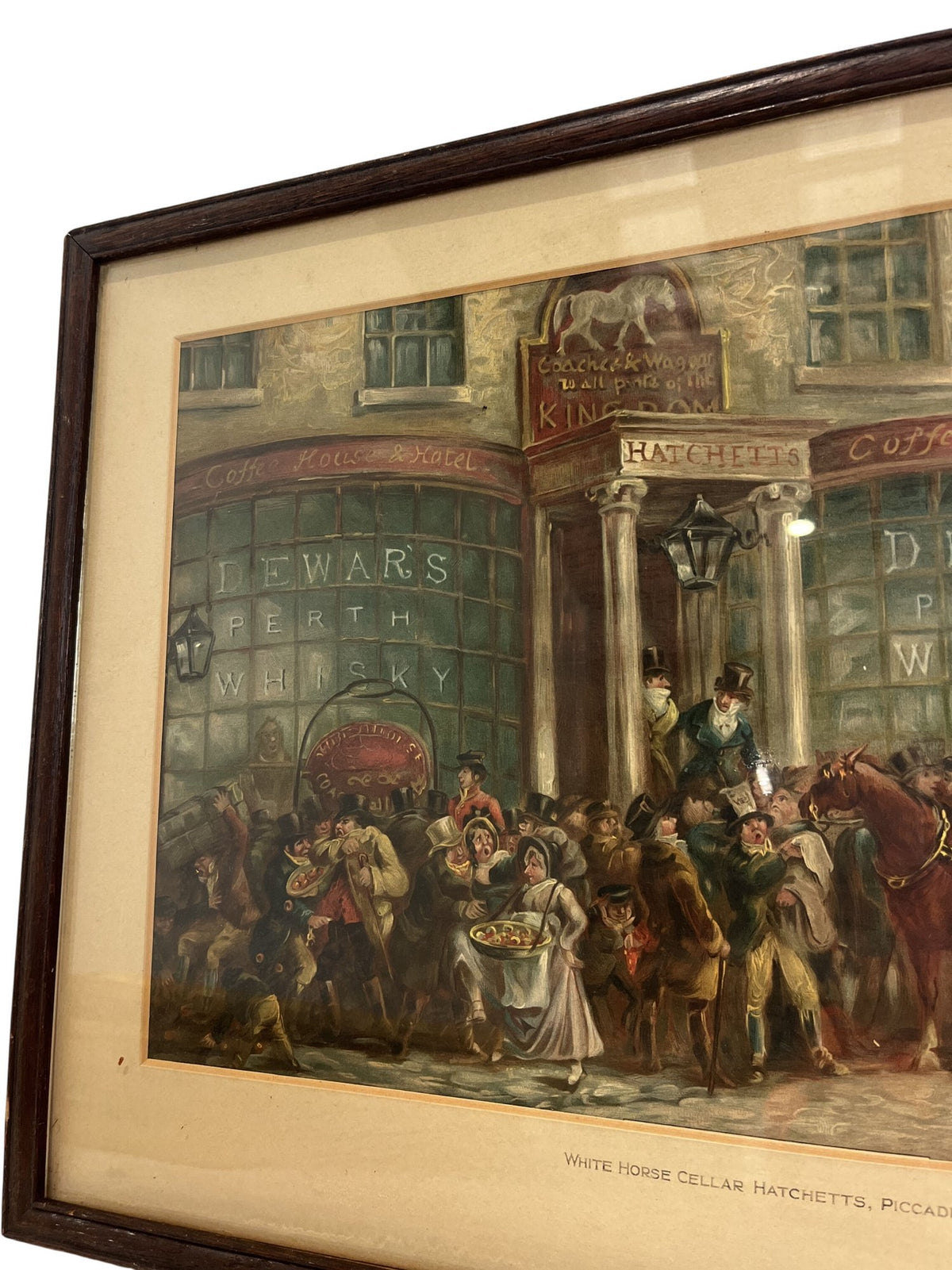 Vintage White Horse Cellar Hatchetts Framed Art Piccadilly Scene (Pre-Loved)