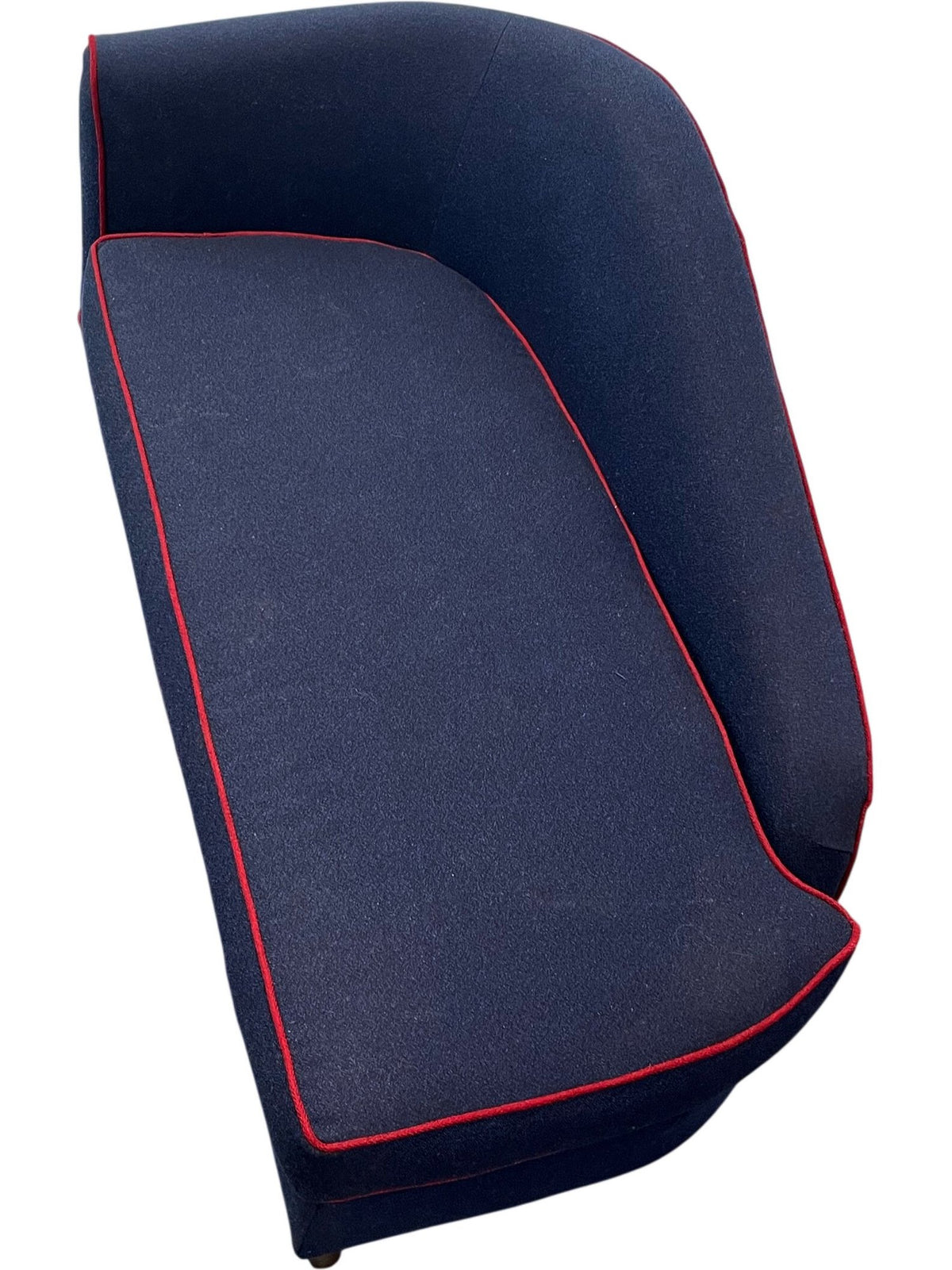 Reupholstered Chaise Longue Sofa Blue With Red Trim (Pre-Loved)