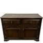 Dark Wood Sideboard with 2 Drawers 2 Door Cupboard Carved Detail (Pre-Loved)