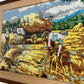 Vintage Framed Needlepoint Woven Harvest Scene Art (Pre-Loved)