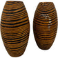 Pair Brown Black Striped Textured Decorative Vases 35cm (Pre-Loved)