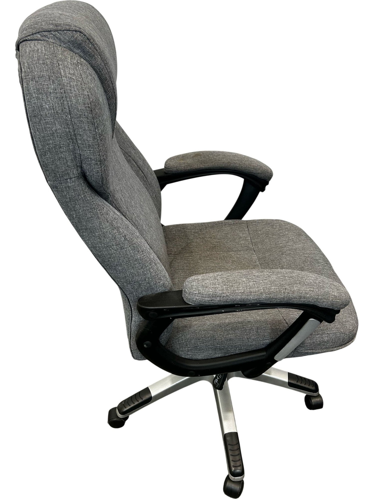 Grey Fabric Executive Office Chair High Back Padded Armrests Swivel (Pre-Loved)