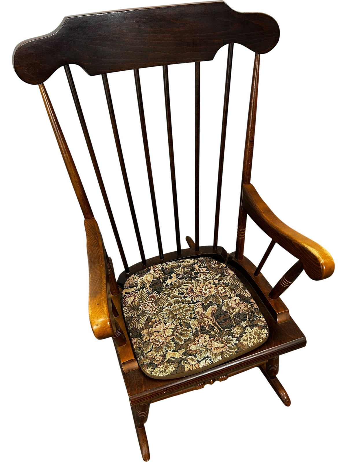 Vintage Wooden Rocking Chair with Floral Cushion (Pre-Loved)