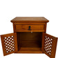 Rustic Wooden Storage Cabinet Sideboard Lattice Doors & Drawer (Pre-Loved)