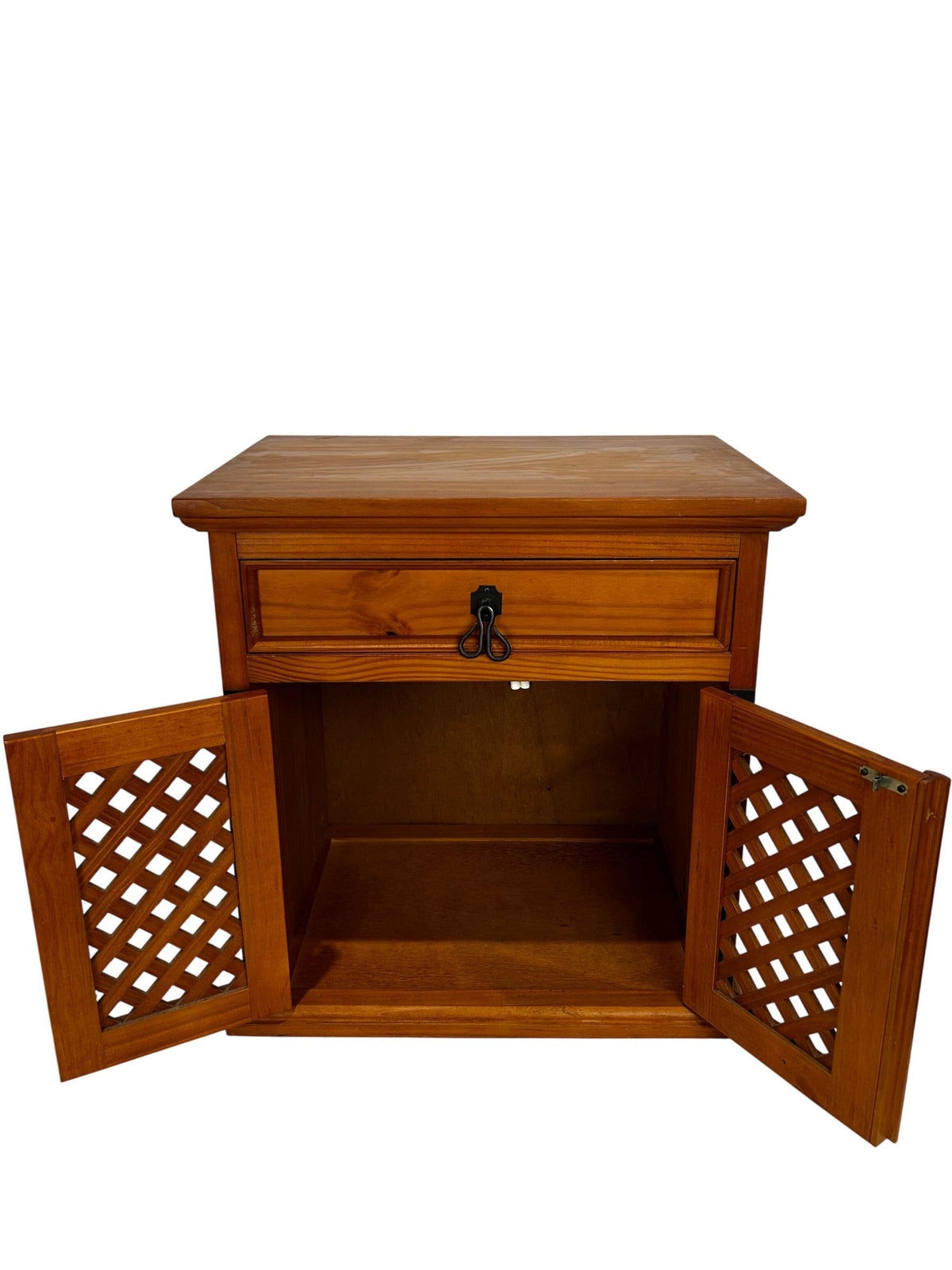Rustic Wooden Storage Cabinet Sideboard Lattice Doors & Drawer (Pre-Loved)