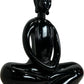Black Buddha Meditation Sculpture Glossy Modern Home Decor 38cm (Pre-Loved)
