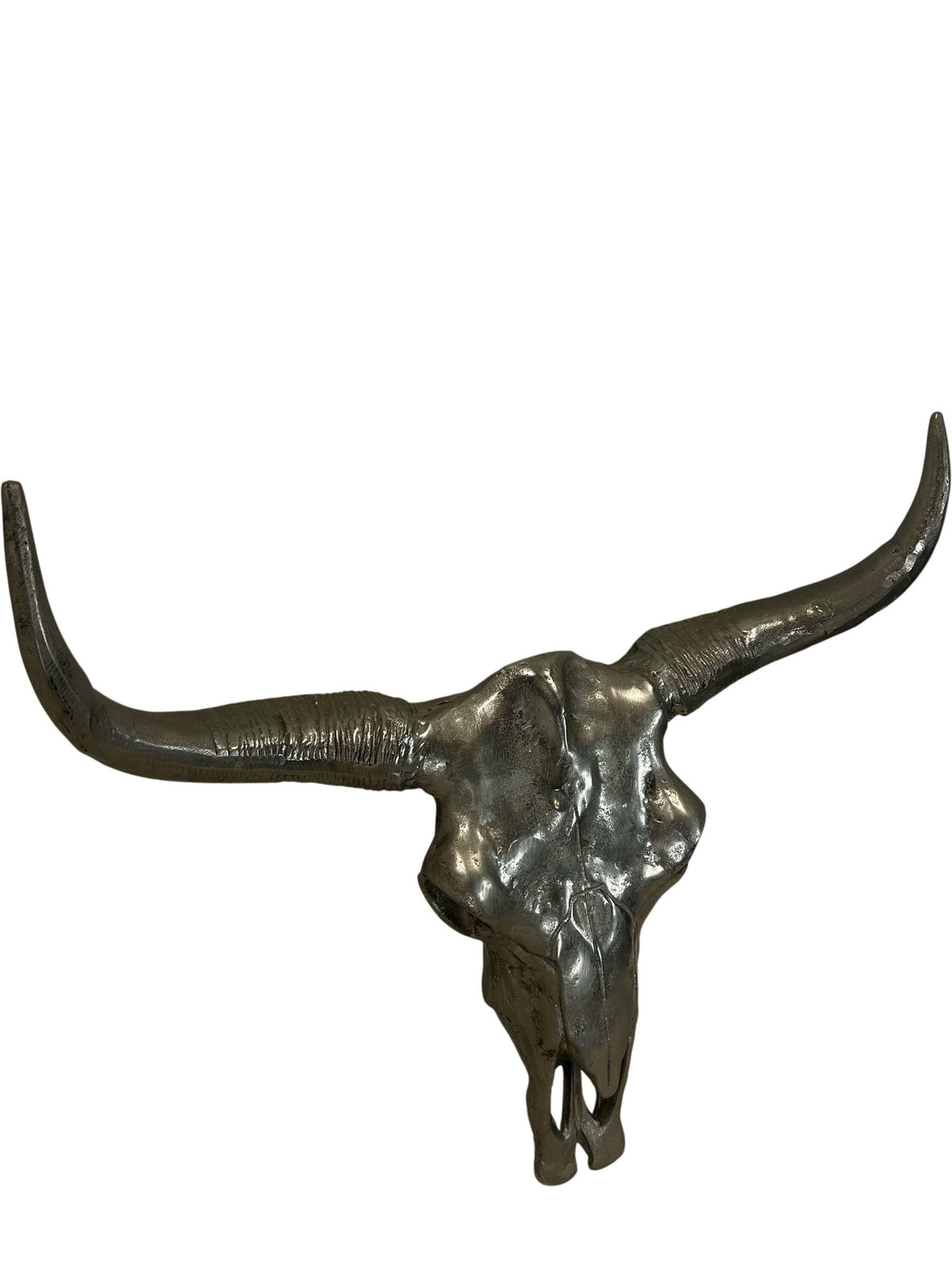 Metal Bull Skull Longhorn Wall Sculpture Western Style 70cm (Pre-Loved)