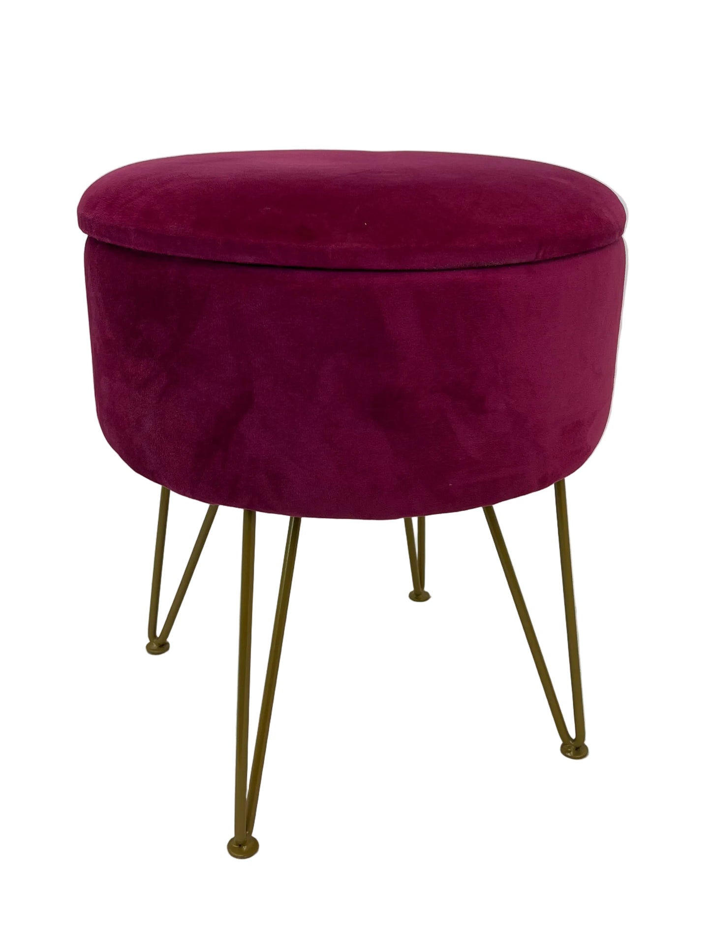 Dark Pink Velvet Ottoman Stool (Pre-Loved)