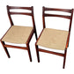 Vintage Mid Century Set of 2 Dining Chairs Wood Frame Beige Seat (Pre-Loved)