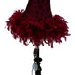 Red Feather Decorative Table Lamp with Ornate Base (Pre-Loved)