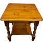 Vintage Wooden Side Table Square Turned Legs Lower Shelf Brown (Pre-Loved)